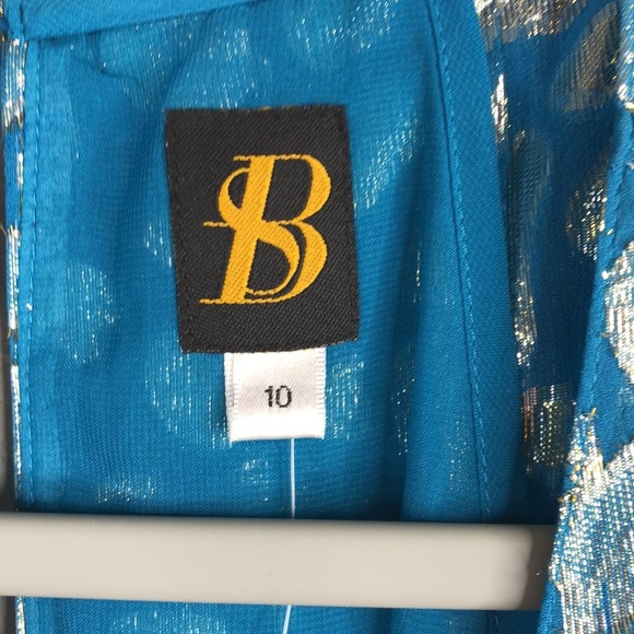 Anthropologie Trapese Dress Blue Leaf Motif Tinsel Printed Lined Womens 10 NEW - Picture 5 of 9